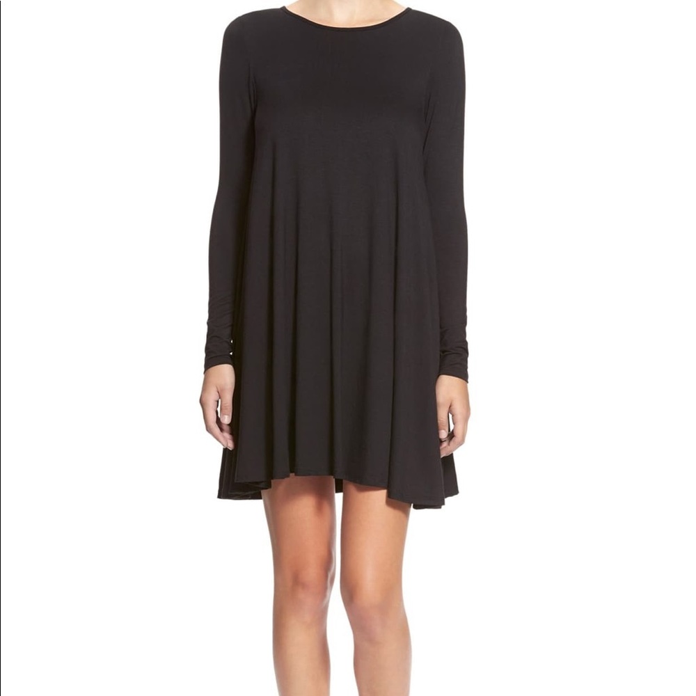 Black Long Sleeve Swing Dress